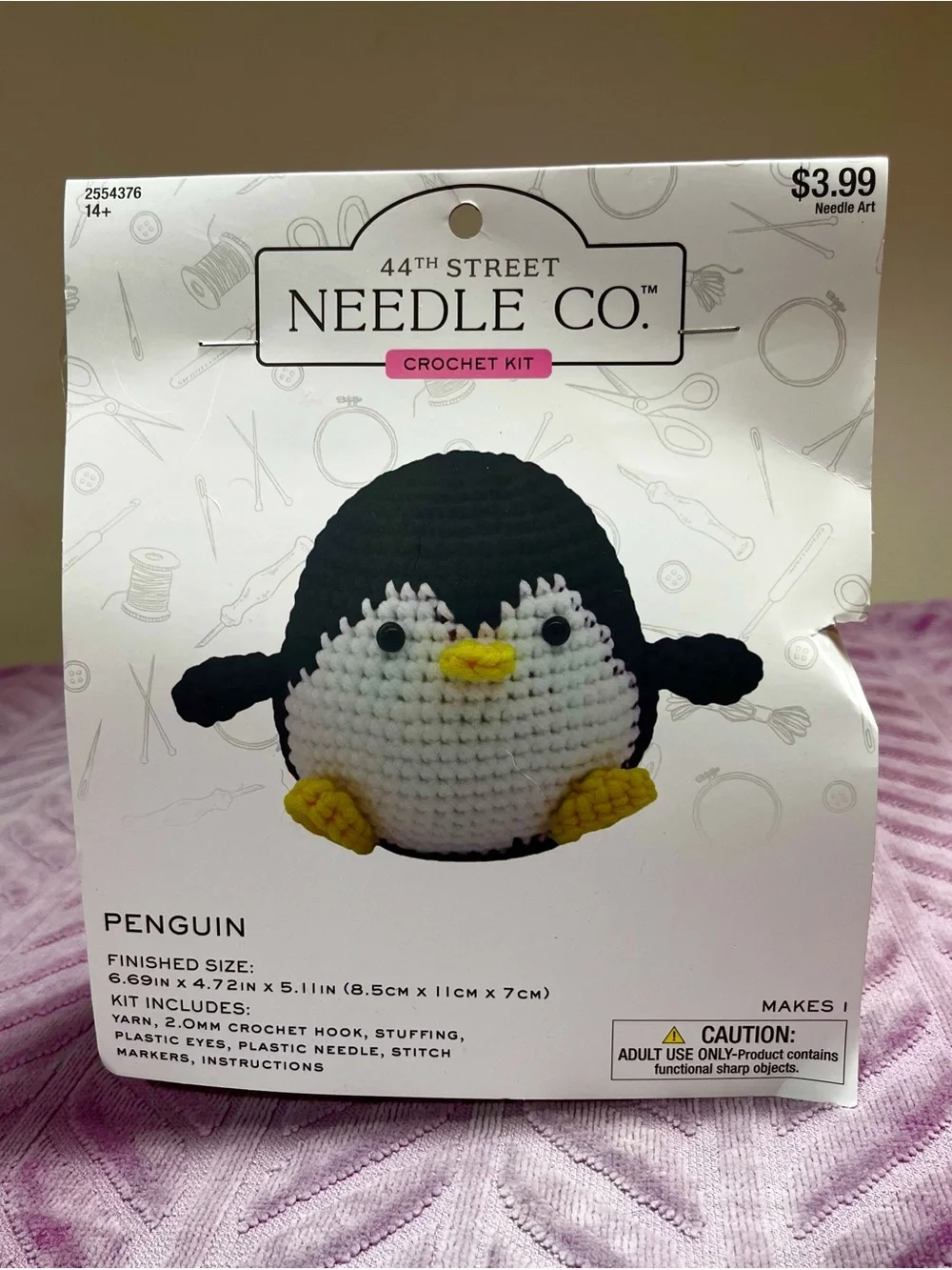 Crochet Penguin Kit – Black, White & Yellow